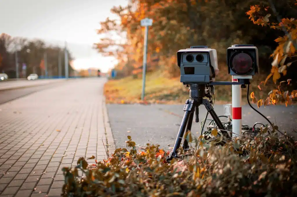 a photo radar on the side of a calgary highway