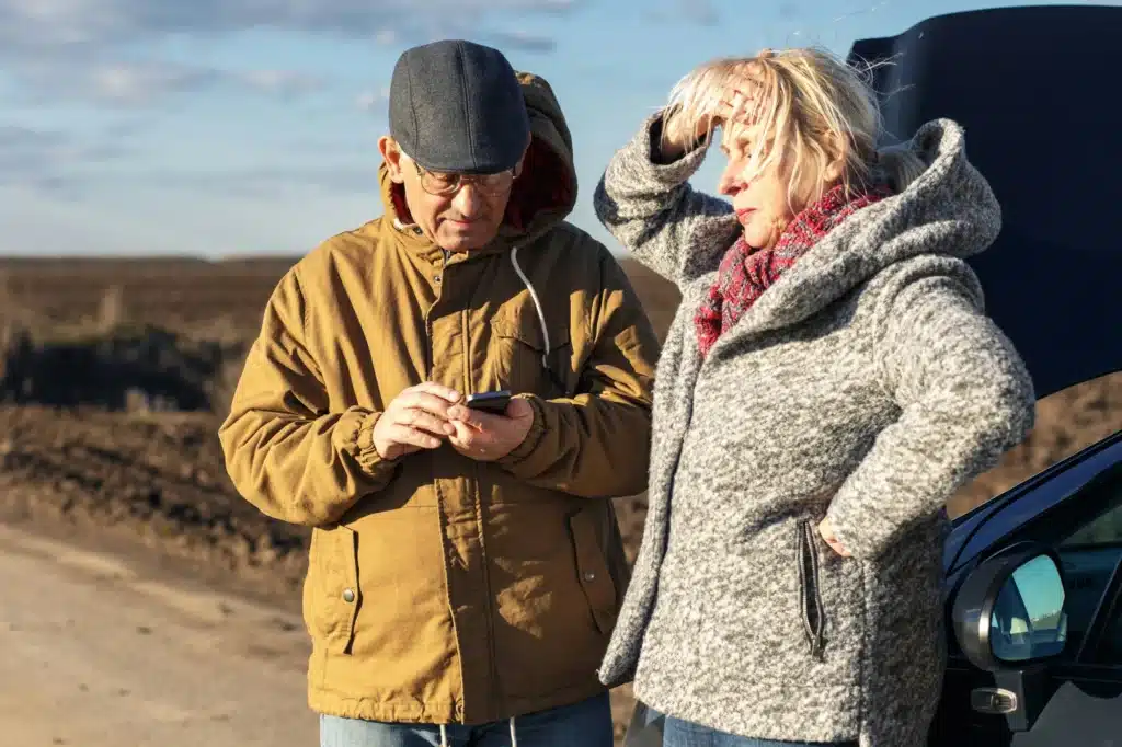 Two people on the side of the road call the police after being the victims of a hit and run.